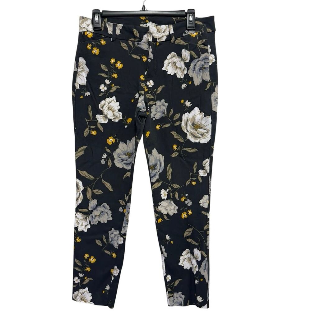 Old Navy Pixie Pant Floral Ankle Pants Women 10 Mid Rise Stretch‎ Slim Workwear